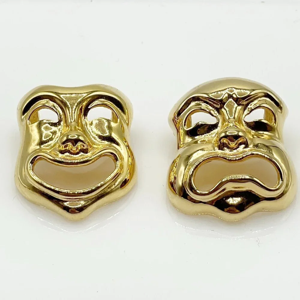 Joan Rivers RARE Vintage Comedy Tragedy Masks Gold-Plated Pins Set of Two